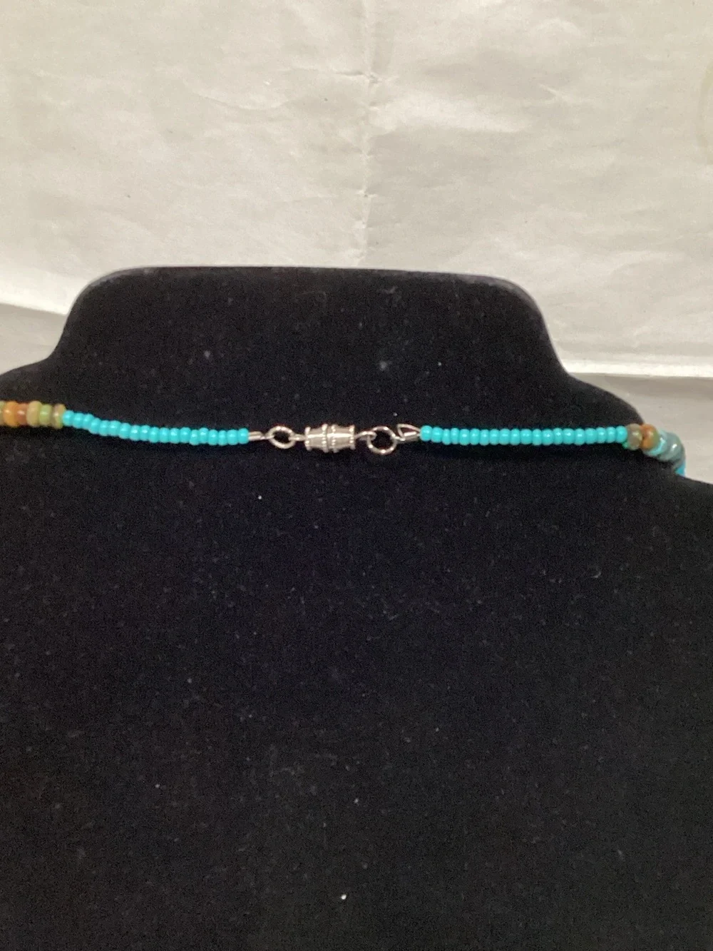 Turquoise Beaded Necklace in Blue-Green Tones - Women's Jewelry - Picture 2 of 2